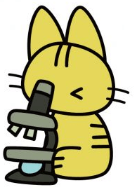 顕微鏡を使っているかわいい猫のイラスト