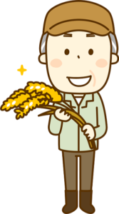 稲を持っている農家の男性のイラスト