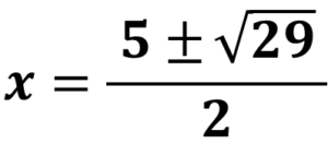 x＝(5±√29)/2