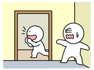 嫌な人に接近してがギリギリで回避しているイラスト