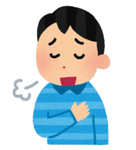 安心して胸をなでおろしている男性のイラスト