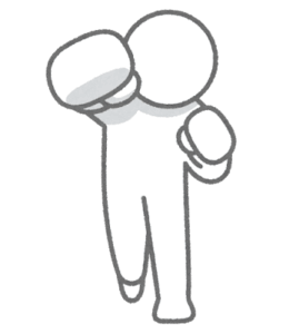 正面からパンチを打っている人のイラスト