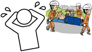 遭難者の救助が間に合わなかったことで焦っている救助者のイラスト